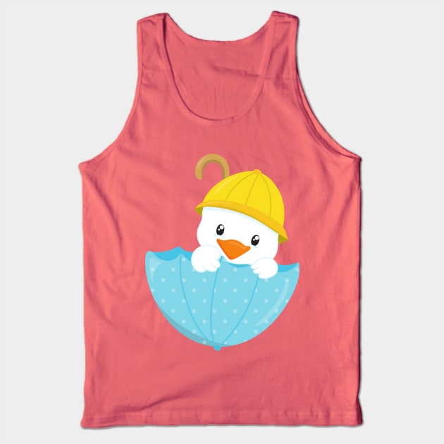 Cute Duck, Baby Duck, Duck With Umbrella, Rain Tank Top by Jelena Dunčević